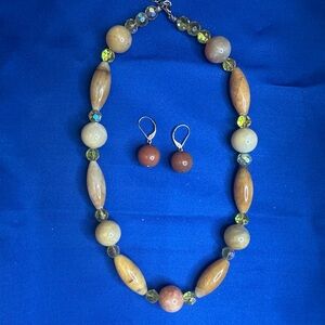 Elegant Natural Stone Beaded Necklace and Earring Set